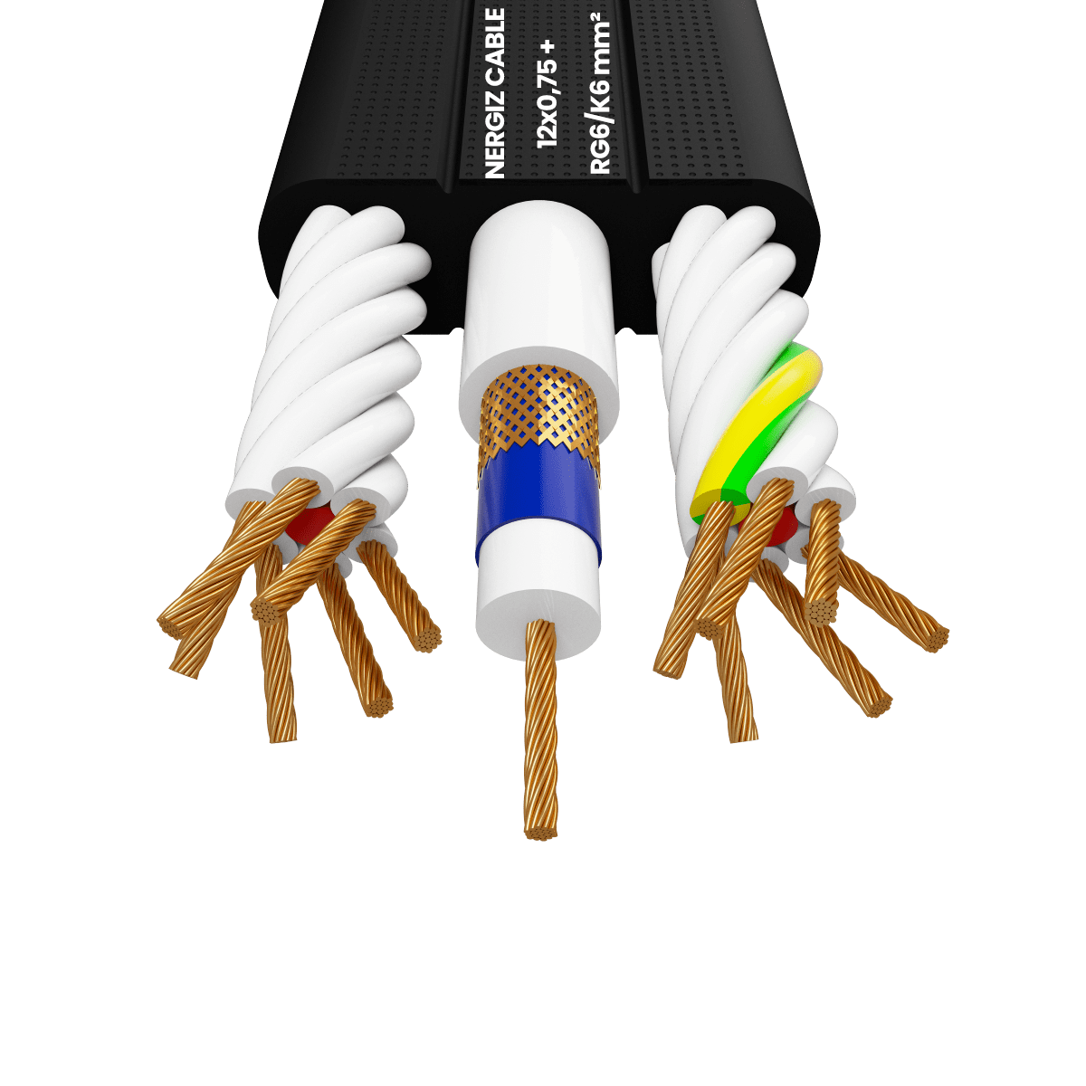 LookH05VVH6-F 12x0.75 + RG6 mm² Flat Coaxial Elevator CableFlat Cable With Coaxial Cable