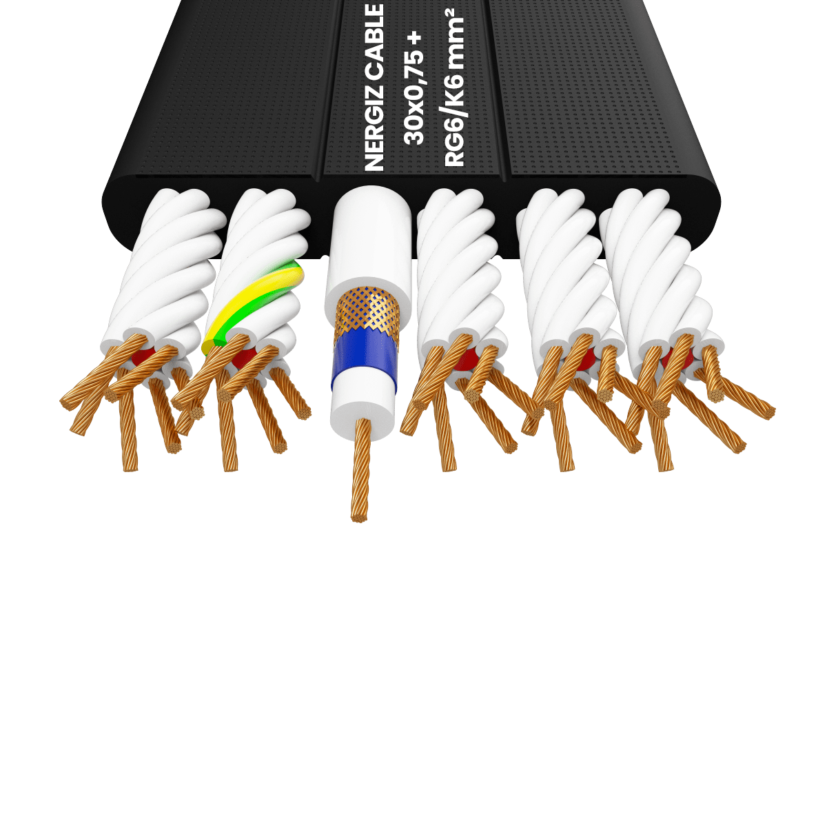 LookH05VVH6-F 30x0.75 + RG6 mm² Flat Coaxial Elevator CableFlat Cable With Coaxial Cable